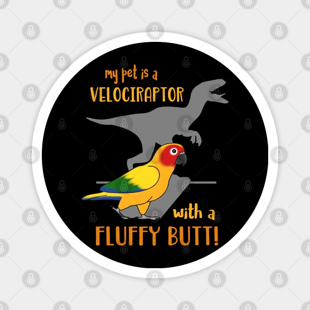 velociraptor with fluffy butt - Sun Conure Magnet by FandomizedRose